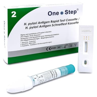 2 x One+Step Helicobacter Pylori Schnelltest I Darmkrebs Vorsorgetest I Selbsttest für zu Hause I H.Pylori Test I bei Durchfall - Reizdarm - Sodbrennen - Magenbeschwerden