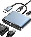 Aplimln USB C auf HDMI VGA Adapter, USB C Multiport 4K@30Hz HDMI Adapter 4 in 1 mit USB 3.0 Anschluss, PD 100W Ladeanschluss, USB C HDMI Adapter für MacBook, Chromebook, HDTV