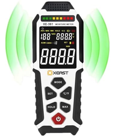 Feuchtigkeitsmessgerät für Wände, Zerstörungsfreie Messung, Thermometer, Geeignet für Holz, Wand, Wohnmobil, Decke, Boden