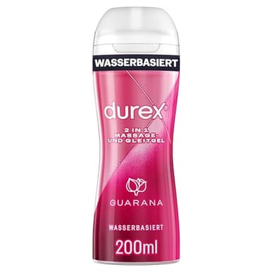 Durex 2 in 1 Massage- und Gleitgel Guarana – Mit geschmeidiger Textur für Ganzkörpermassagen & Intimbereich – 200 ml (1er Pack)
