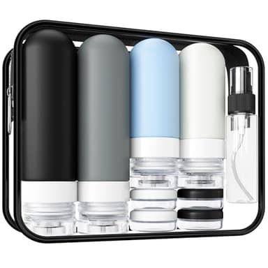 18 Packung Reiseflaschen Zum Befüllen, Original Patentiert, TSA Genehmigt, Leak Proof Silikon Shampoo Flaschen Zum Befüllen, Reisezubehör, Reise Gadgets, Travel Essentials, Grau