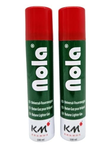 NOLA 2 x 100ml Universal Feuerzeuggas für Feuerzeuge und Flambierbrenner, Butangas, Nachfüllgas, Gaskartusche 701 (2)