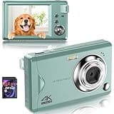 Fine Life Pro Digitalkamera 1080P FHD Fotoapparat 48MP Fotokamera Kompaktkamera mit 16X Digitalzoom LED Fill Light Bildstabilisierung Mini Selfie Kamera Tragbare mit 32GB Karte für Anfänger-Schwarz