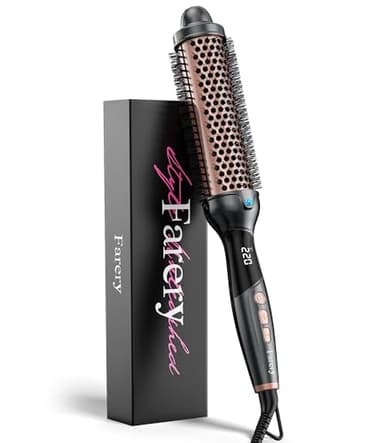 Farery Thermobürste, Thermal Brush, 38mm Heiße Bürste für lockeres & voluminöses Haar, Keramik-Turmalin-Ionen-Lockenstabbürste Thermobürste, Digitalanzeige 9 Temperaturen Hot Brush, Dual-Spannung