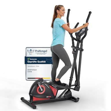 Sportstech Crosstrainer für Zuhause, extrem leiser magnetischer Ellipsentrainer, Crosstrainer mit 8 Widerstandsstufen, LCD-Display, bis 120 kg, Bluetooth, App-Steuerung und Pulssensor, CX608