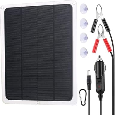 Solar Autobatterie Ladegerät 20W 12V, Solarpanel Solar Ladegerät für Auto-Batterien, Solarmodul Solarladegerät Solar Panel Notstromversorgung Mit Krokodilklemmen Adapter Für Auto Mobiltelefone
