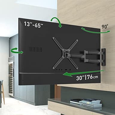 Barkan 76cm Lange TV Wandhalterung, 13-65 Zoll Schwenkbar/Neigbar Fernseher TV Halterung, hält bis 36Kg, extra Langer arm, OLED Fernseher Halterung, Max. VESA 400x400
