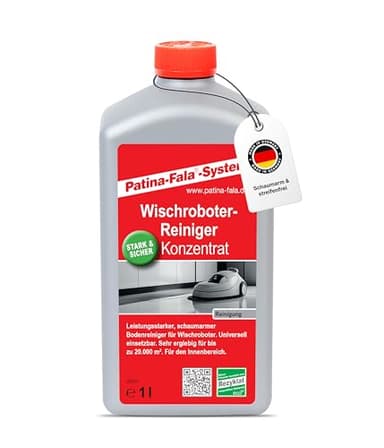 Patina-Fala® Wischroboter Reinigungsmittel 1L – schaumarm & streifenfrei – Bodenreiniger Wischroboter – hochkonzentriert & ergiebig für alle wasserfesten Böden – Made in Germany