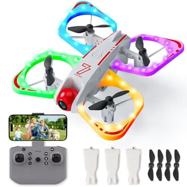 Handwell Drohne mit Kamera Drohne für Kinder Spielzeug HD 720P, Kids RC Drone Toys mit LED Lichter/3D Flip/Kreisflug Quadrocopter Outdoor Kinderspielzeug Geschenke für Jungen Mädchen ab14+ Jahre