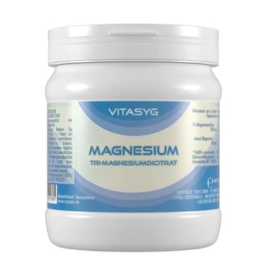 Vitasyg Tri-Magnesiumdicitrat Pulver - 500g Dose - Magnesium Citrat - inklusive Messlöffel - gut dosierbar - vegan - ohne Zusätze