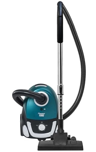 Bestron Staubsauger mit Beutel, Bodenstaubsauger inkl. 3 Staubsaugerbeutel, 94cm Teleskopstange & umschaltbarer Bodendüse, 7.5m Aktionsradius, auswaschbarer HEPA12 & Mikrofilter, Farbe: Blau/Schwarz