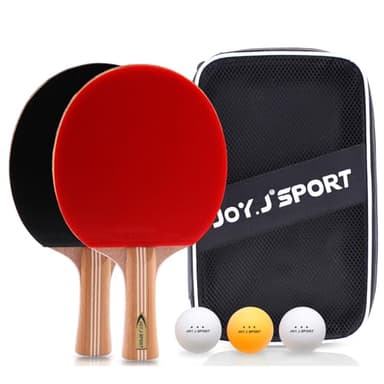 Tischtennisschläger Set, 2 Tischtennis Schläger Set mit 3 Tischtennisbälle und 1 Aufbewahrungstasche | Familien Tischtennis Set geeignet für Kinder und Anfänger