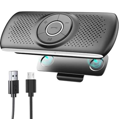 LETRADE Freisprecheinrichtung für Auto Bluetooth 5.0 mit Clip, TF-Kartenslot, integriertes Mikrofon, Unterstützung Siri &Google Assistant, für Musik, GPS, Telefon