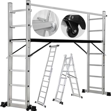 𝐂𝐑𝐀𝐅𝐓𝐅𝐔𝐋𝐋 Gerüst CF-103A | 𝟑 𝐉𝐀𝐇𝐑𝐄 𝐆𝐀𝐑𝐀𝐍𝐓𝐈𝐄 - Trittleiter - Rollgerüst - Haushaltsleiter - Arbeitsbühne - Anlegeleiter - Alu Leiter - Leitergerüst - Baugerüst (7 Sprossen)