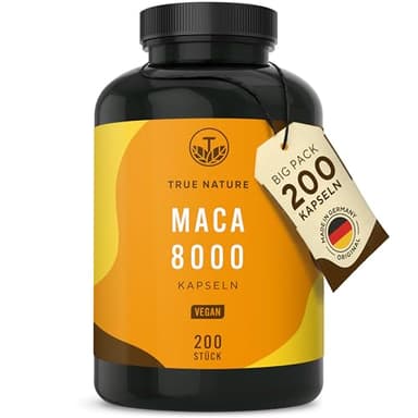 Maca Kapseln Gold - 24.000mg pro Tag - 20:1 hochdosiert - (200 Stück) Premium Maca Extrakt - Vegan, Deutsche Produktion - TRUE NATURE