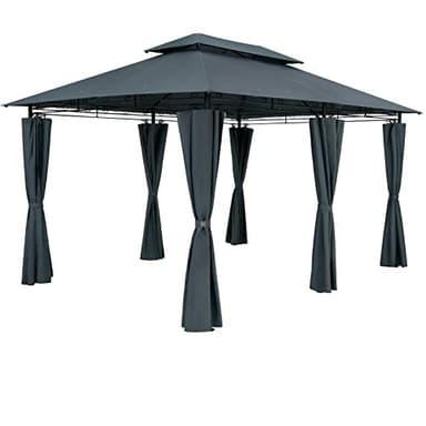 CASARIA® Pavillon Topas 3x4m Metall Wasserabweisend UV-Schutz 50+ mit Seitenteile Stabil Gartenpavillon Modern Anthrazit