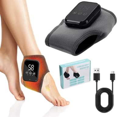 3-in-1 Fußmassagegerät (2 Stück) mit 5 Massage-Modi & 6 Heizstufen, wiederaufladbar via USB-C, für Neuropathie, Knöchel und Ferse – tragbares kabelloses Massagegerät (1)