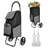 Allyson Einkaufstrolley Klappbar – Großer Einkaufswagen mit 45L Kapazität und Belastbar bis 50kg, Einkaufstasche mit Abnehmbare Tasche und leisen Rädern, 3in1 Trolley Sackkarre Treppensteiger in Grau