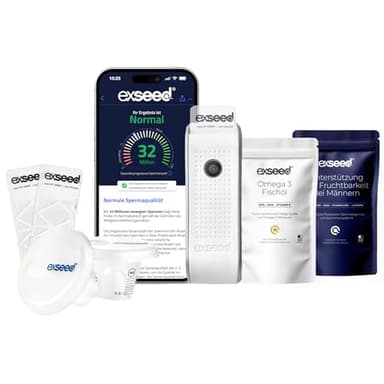 ExSeed Health - Fruchtbarkeits-Test-Set für Männer - 2 Testkits & Fruchtbarkeits-Präparate - Multivitamine & Omega 3 - Komplettes Test-Set - Testen & Verbessern Sie die Gesundheit Ihrer Spermien