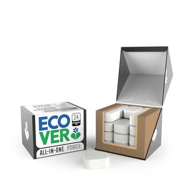 Ecover Spülmaschinentabs Power, mit Geschirrspülsalz und Klarspüler, kraftvolle Reinigung, Mandarinen- und Zitronengrasduft, 24 Tabs Packung