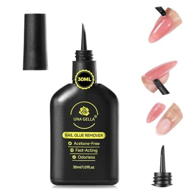 UNA GELLA Nagelkleber Entferner für Press On Nails, 30 ml Nail Glue Remover mit integriertem Hebel acetonfrei Soak Off für Nail Tip Kleber für DIY Anwendungen zu Hause (nicht für UV Gel Nagellack)