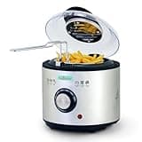 Augosma Mini Fritteuse Mit öl | 850-950W l Kapazität: 1 Liter l Sichtfenster l Frittierkorb aus Edelstahl l Einstellbare Temperatur l Wärmeisoliert l Rutschfeste Gummiauflage l Weiß