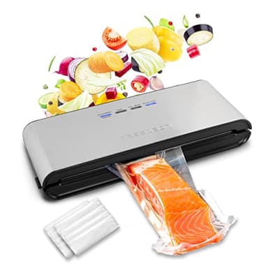 classbach Vakuumierer für Lebensmittel inkl. Vakuum Beutel | Vakuumiergerät Edelstahl für 8x längere Frische | Lebensmittel Einschweißgerät | Food saver sealer set |Vakuumgerät Lebensmittel C-VK 4000