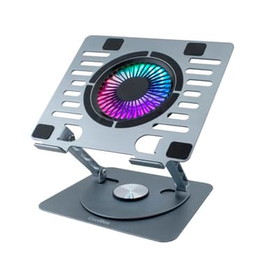 CoolBox CoolAir - Tragbarer Ständer mit leisem RGB-Lüfter, 11 cm, höhenverstellbarer Sockel und 360-Grad-Drehung, tragbarer Kühlschrank mit Einstellbarer Geschwindigkeit, Tablets/Laptops bis 43,9 cm