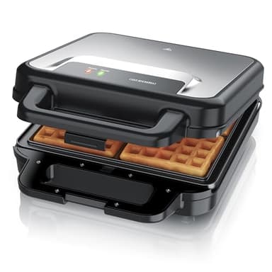 Arendo - Waffeleisen XXL 4er - 3 in 1 Sandwichmaker Kontaktgrill mit abnehmbaren Platten - mit Antihaftbeschichtung - Sandwichtoaster - 4er Platten - belgische Waffeln
