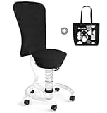 aeris Swopper – Hocker mit Lehne – Bürohocker höhenverstellbar – Schreibtischstuhl gegen Rückenschmerzen – Ergonomischer Bürostuhl und Sitztrainer, Feder Low