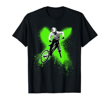 Cooler Junge springt mit Mountainbike im Singletrail T-Shirt