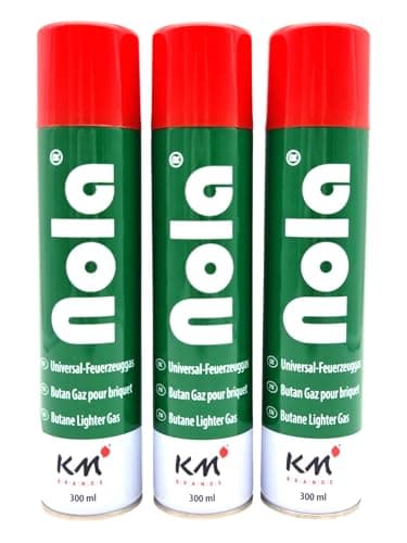 NOLA 3 x 300ml Universal Feuerzeuggas für Feuerzeuge und Flambierbrenner - Butangas zum Nachfüllen, Premium Feuerzeuggas, Nachfüllgas, Butan Feuerzeug Gas - Optimal Für Alle Feuerzeugmodelle 703 (3)