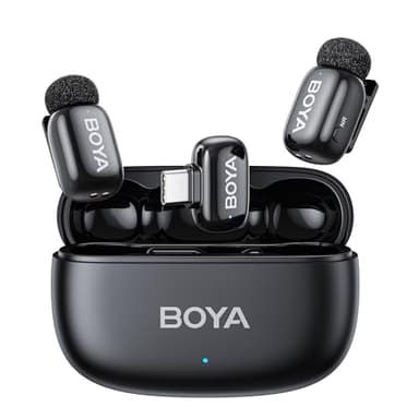 BOYA MINI 2 Mikrofon Handy, 48kHz/24Bit, 100m, 30h, USB-C Mini Mikrofon für iPhone 15 16 17 Serie, Android, Kabelloses Lavalier-Mikrofon, Ansteckmikrofon für Vlogging, Streaming, YouTube, Interview