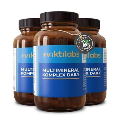 Viktilabs© Multimineral Komplex Daily - Vegan | Hochdosiert mit Magnesium, Silizium, Zink, Eisen, Bor, Kupfer, Mangan, Chrom, Selen, Jod | Laborgeprüft | Ohne Zusätze (3er Pack)