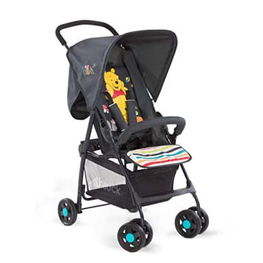 hauck Buggy Sport, Disney Pooh Geo Schwarz - Federleichter Reisebuggy 5,9 kg - mit Liegefunktion für Kinder ab Geburt bis 15 kg - Klein Zusammenklappbar, Großer Einkaufskorb bis 3 kg