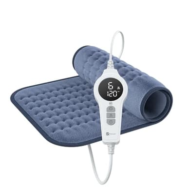 BR Bringer Infrarot Heizkissen mit Abschaltautomatik - 6 Heizstufen (25-60°C), Überhitzungsschutz, Maschinenwaschbar, LED Display, sehr weiches Flanell (Blau, 60 x 30 cm)