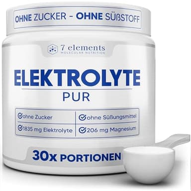 Elektrolyte PUR • 210g (30 Portionen) • Ohne Zucker & Süßungsmittel • KETO • Für Sport und gegen Kater • Ohne Zusätze und Aromen • isotonisches Elektrolytgetränk • inkl. Messlöffel