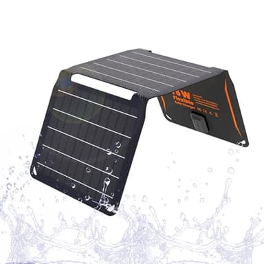 FlexSolar 15 W tragbares Solarpanel-Ladegerät (5.5 V/2.9 A max), wasserdicht, faltbar, IP67, mit USB-Anschluss, kompatibel mit iPhone Xs/X/8/7, iPad, Camping, Rucksackreisen