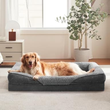 FURTIME Orthopädisches Hundebett Grosse Hunde, Memory Foam Hundekorb XL, Abnehmbar und Waschbar, rutschfeste Hundekörbchen, Hohem Rand Hundesofa, 107 x 81 x 19cm