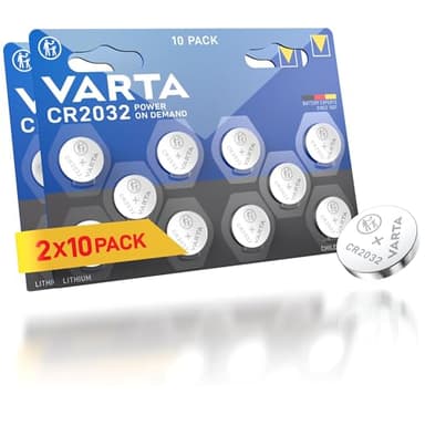 VARTA Batterien Knopfzellen CR2032, 20 Stück, Power on Demand, Lithium Coin, 3V, kindersichere Verpackung, für elektronische Kleingeräte - Autoschlüssel, Fernbedienungen, Waagen