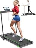 THERUN Laufband Klappbar für Zuhause bis 12km/h, 2 in 1 Walking Pad laufbänder mit Großer Lauffläche und Touchscreen-LED Anzeige, ‎ 2.5PS Leises Schreibtisch-Laufband für Büro (Grün)