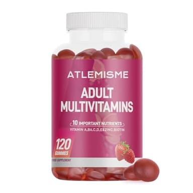 Multivitamin Gummibärchen für Energie & Immunsystem (120 Stück) – Vitamin A, B6, C, D, E + Zink, Selen, Biotin – 60 Tage-Versorgung – Fruchtgeschmack, Ohne Gelatine – ATLEMISME