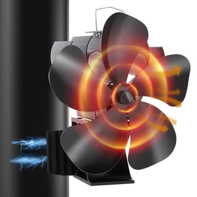 Xmasneed Ofenventilator, 4 Flügel-Kaminventilator Ohne Strom Leiser Betrieb, Magnetisch Ofen Ventilator, Hitzebetrieben Kamin Ventilator Ohne Strom für Holz/Holzbrenner/Kamin