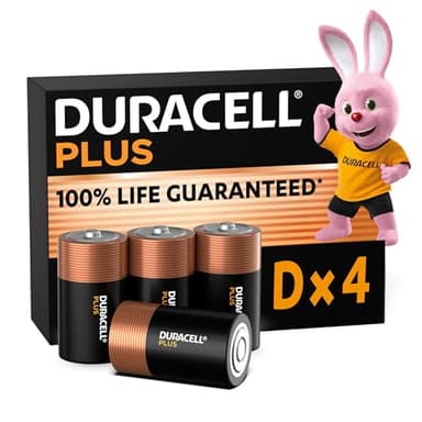 Duracell Plus D Batterien, LR20, 4 Stück, Alkaline Batterien D für Alltagsgeräte