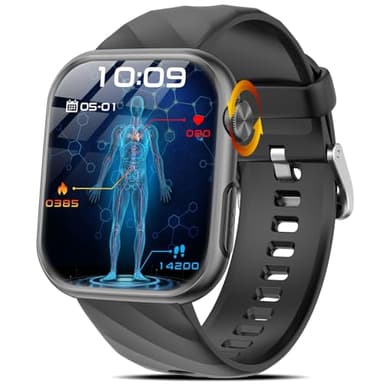 Marsyu 2026 Neue Smartwatch EKG+HRV/Harnsäure/BMI Herren Damen 1,97" AMOLED Gesundheitsuhr mit Telefonfunktion 24H Herzfrequenz SPO2 ΒΙutdruck Körpertemperatur BΙυtｚυcker Schlafmonitor Fitnessuhr
