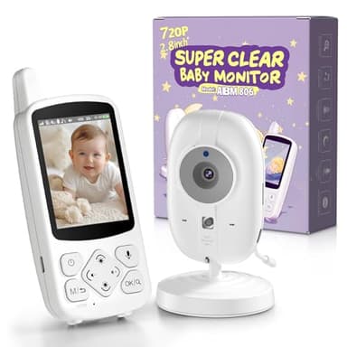 VSIFEHSO Babyphone mit Kamera 2,8 Zoll Baby Monitor 720p Baby Phone Digitalzoom Zwei-Wege-Audio VOX-Modus Nachtsicht Temperaturüberwachung Schlaflied Wecker