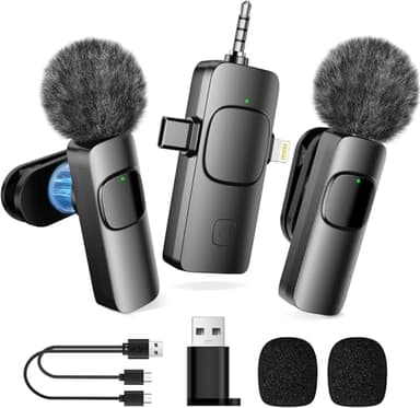MULBEVD Ansteckmikrofon kabellos für Handy/iPhone/Android/PC/Kamera, Mini-Mikrofon für Videoaufzeichnung, Live-Streaming, YouTube, TikTok, Vlog, Interview – Mikrofon mit Rauschunterdrückung