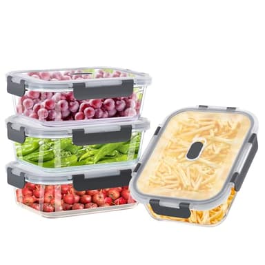 TDSYDS Frischhaltedosen Glas Set für Lebensmittel 8 Stück(4 Behälter + 4 Deckel), Glasbehälter mit Deckel Mikrowellengeschirr Spülmaschinen & Gefrierschrankfreundlich - Meal Prep Boxen Glas