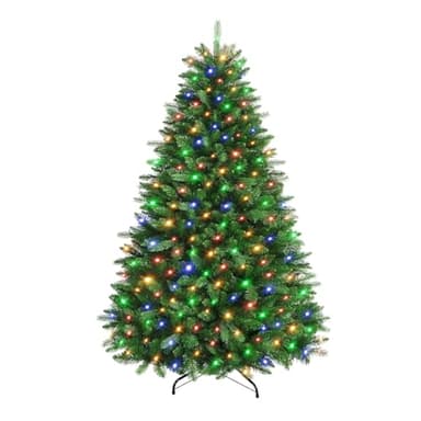 SHareconn 180cm Weihnachtsbaum künstlich mit Beleuchtung, Künstlicher Weihnachtsbaum mit 330 Warmweißen & Mehrfarbigen LED Lichtern, 8 Lichtmodi, 1018 PE & PVC Zweigspitzen, Faltbarem Metallständer