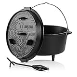 BBQ-Toro Ultimate Dutch Oven mit PRO3+ Beschichtung | 9,0 Liter (DO9U), Topf mit Füßen | bereits eingebrannt - preseasoned mit PRO3+ Verfahren | Gusseisen Kochtopf | Bräter mit Deckelheber